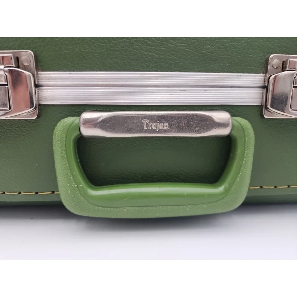 Vintage Trojan Hard Shell Weekender Luggage Suitcase Avocado Green 16